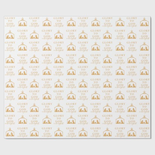Modern Goud Minimalistisch Religieus Kerstmis Cadeaupapier (Vlak)