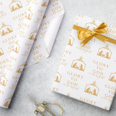 Modern Goud Minimalistisch Religieus Kerstmis Cadeaupapier