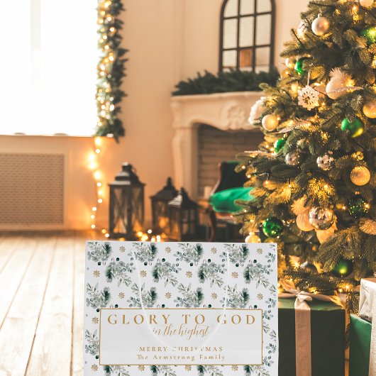 Modern Goud Minimalistisch Religieus Kerstmis Groot Cadeauzakje