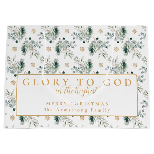 Modern Goud Minimalistisch Religieus Kerstmis Groot Cadeauzakje (Voorkant)