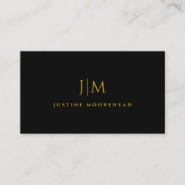 Modern Goud Monogram Minimalistisch Zwart Visitekaartje