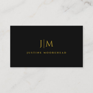 Modern Goud Monogram Minimalistisch Zwart Visitekaartje