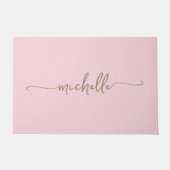 Modern Goud Monogram Naam Script Blush Roze Deurmat (Voorkant)