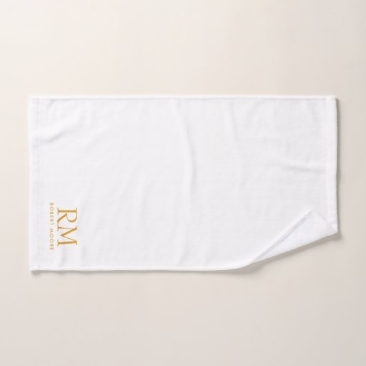 Modern Goud Monogram op Wit Bad Handdoek (Handdoek)