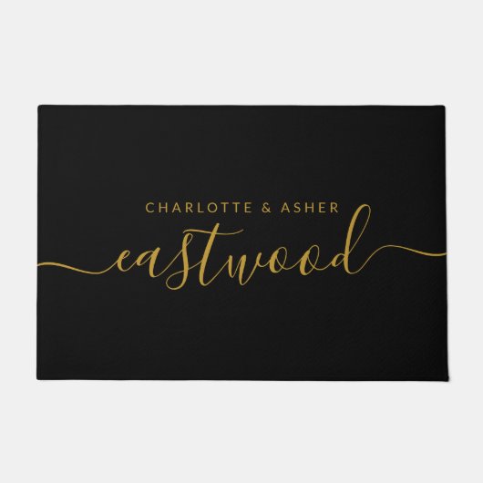 Modern Goud monogram Paar Naam Deurmat (Voorkant)