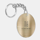 Modern Goud Monogram Sleutelhanger (Voorkant Links)