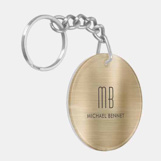 Modern Goud Monogram Sleutelhanger (Voorkant Links)