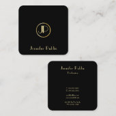 Modern Goud Monogram Zwart Sjabloon Elegant Trendy Vierkante Visitekaartje (Voorkant / Achterkant)