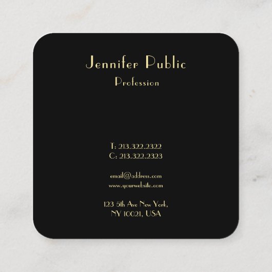 Modern Goud Monogram Zwart Sjabloon Elegant Trendy Vierkante Visitekaartje (Achterkant)