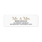 Modern goud Mr & Mrs bruiloft retouradres Etiket (Voorkant)