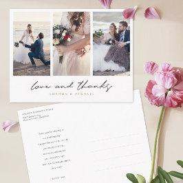 Modern Goud Multi Photo Collage Wedding Dank u Briefkaart