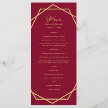 Modern Goud op Bourgogne Rode Geometrische Bruilof