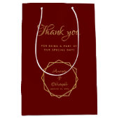 Modern Goud op Bourgondische geometrische bruiloft Medium Cadeauzakje (Voorkant)