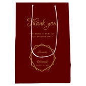 Modern Goud op Bourgondische geometrische bruiloft Medium Cadeauzakje (Achterkant)
