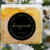 Modern goud op zwarte script honingraat label 