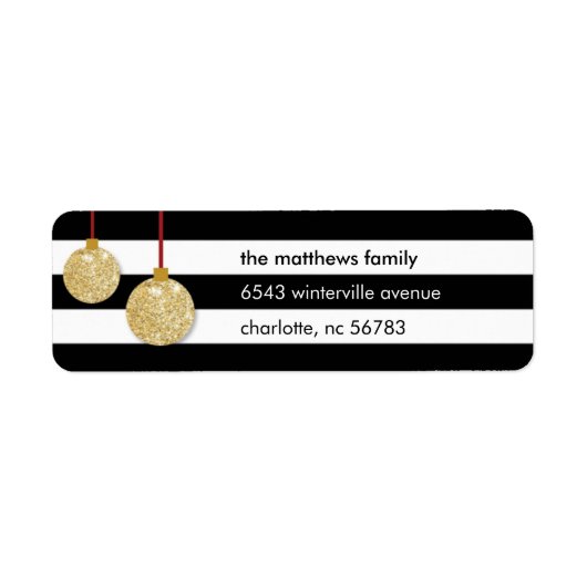 Modern Goud Ornament Gestreept Adreslabel Etiket (Voorkant)