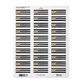Modern Goud Ornament Gestreept Adreslabel Etiket (Full Sheet)
