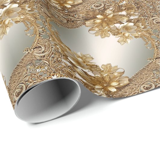 Modern goud ornament papier met bloemen (Rol Hoek)