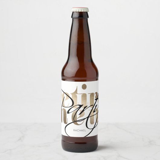 Modern Goud Pensioen Partij Bier Etiket (Voorkant)