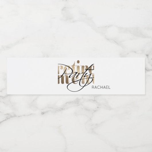 Modern Goud Pensioen Partij Waterfles Etiket (Enkel label)