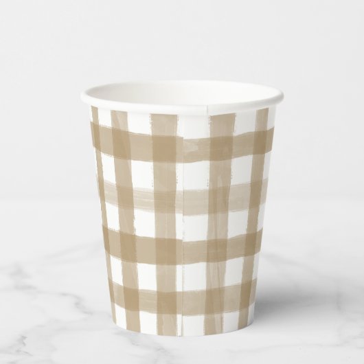 Modern Goud Plaid Vrijgezellenfeest Bruiloft Papieren Bekers (Rechts)