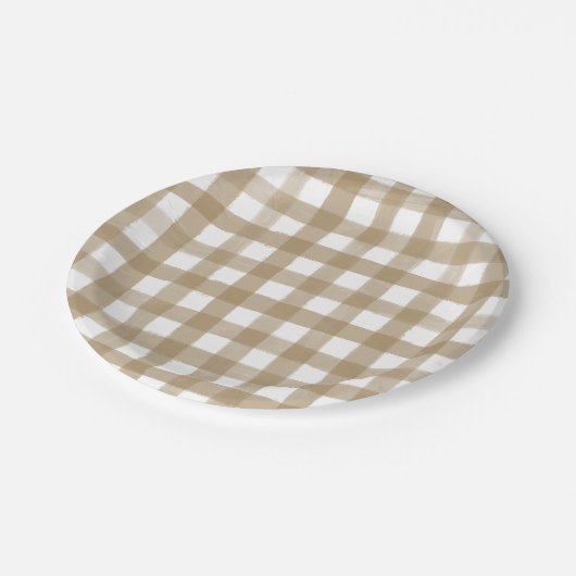 Modern Goud Plaid Vrijgezellenfeest Bruiloft Papieren Bordje (Gekanteld)