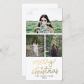 Modern Goud Prettig Kerstmis Handgeschreven Letter Feestdagenkaart (Voorkant / Achterkant)