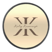 Modern Goud Professioneel Monogram K Elegant Hockey Puck (Voorkant)