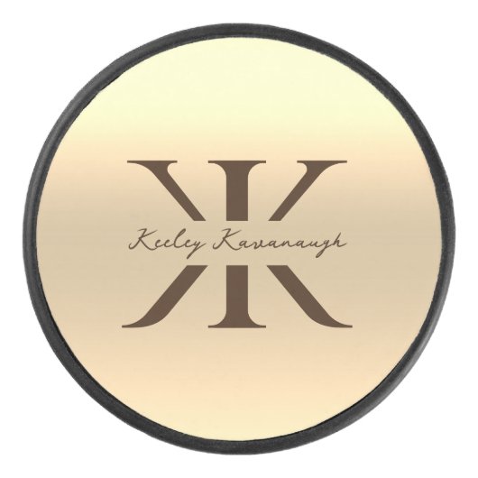 Modern Goud Professioneel Monogram K Elegant Hockey Puck (Voorkant)