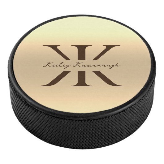Modern Goud Professioneel Monogram K Elegant Hockey Puck (3/4)