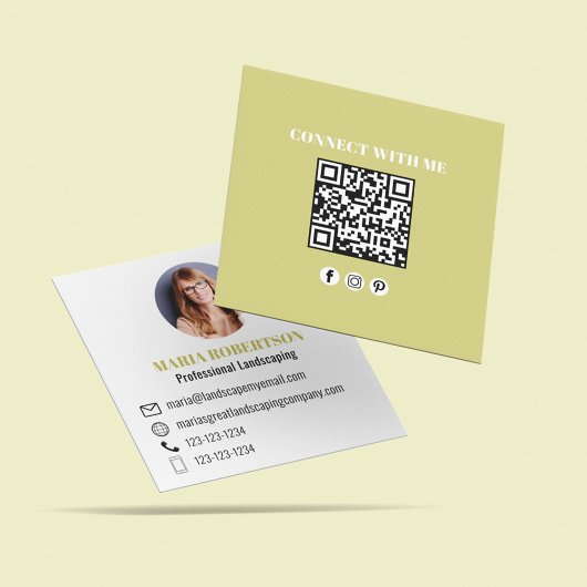 Modern Goud Professioneel QR Code Social Media Vierkante Visitekaartje