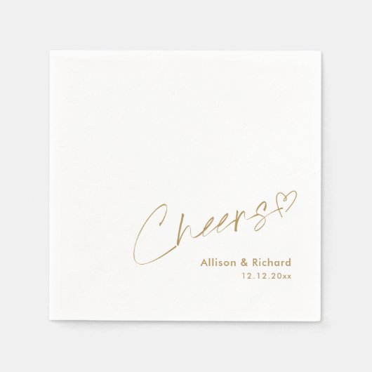 Modern Goud Proost Hand belettering: Elegante brui Servet (Voorkant)