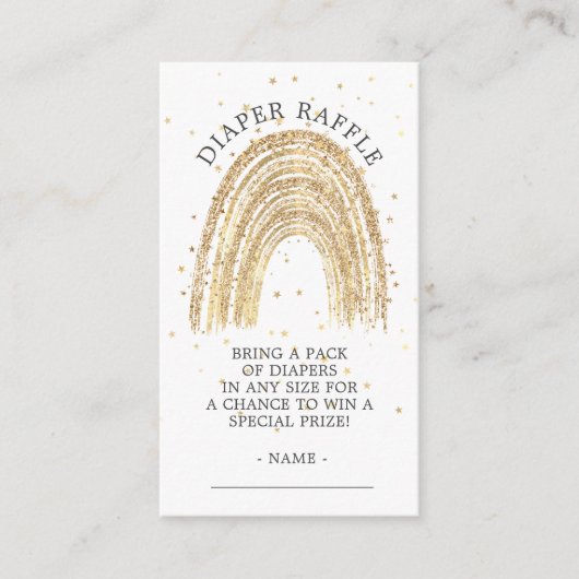 Modern Goud Regenboog Baby shower Luier Raffle Informatiekaartje (Voorkant)