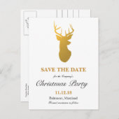 Modern Goud Rendier Save The Date Christmas Party Aankondigingskaart (Voorkant / Achterkant)