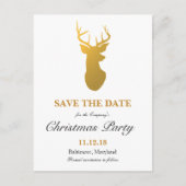 Modern Goud Rendier Save The Date Christmas Party Aankondigingskaart (Voorkant)