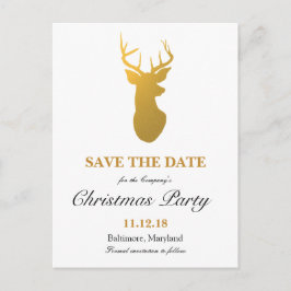 Modern Goud Rendier Save The Date Christmas Party Aankondigingskaart