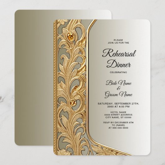 Modern Goud repetitie diner Kaart (Voorkant / Achterkant)