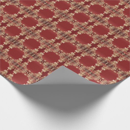 Modern Goud Rode Bloemige Inpakpapier (Hoek)