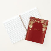 Modern goud rood bloem notebook notitieboek (Binnen)