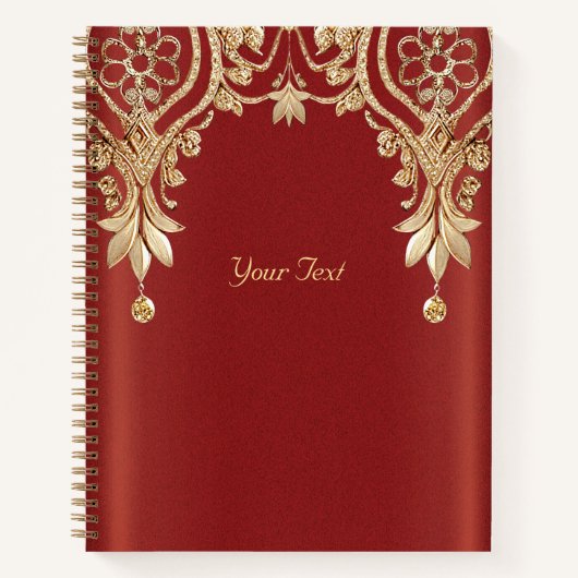 Modern goud rood bloem notebook notitieboek (Voorkant)