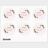 Modern Goud Rood Bloemen Afstuderen Afstuderen Kla Ronde Sticker (Vel)