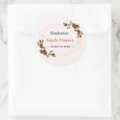 Modern Goud Rood Bloemen Afstuderen Afstuderen Kla Ronde Sticker (Tas)