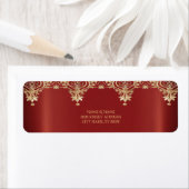 Modern Goud Rood Bloemen Retour Adres Label (Insitu)