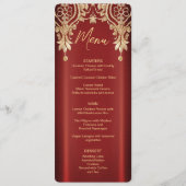 Modern Goud Rood Bloemen Trouwmenu Menu (Voorkant)