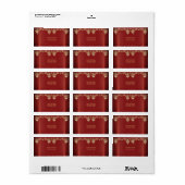Modern goud rood bloemendecoratie adreslabel etiket (Full Sheet)