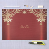 Modern Goud Rood Bloemmotief Tissuepapier (Craft)