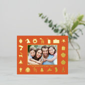 Modern Goud Rood Foto Kerstmis Folie Feestdagen Briefkaart (Staand Voorkant)