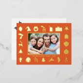 Modern Goud Rood Foto Kerstmis Folie Feestdagen Briefkaart (Voorkant / Achterkant)