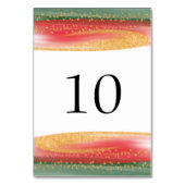 Modern Goud Rood Groen Kersttafel Nummer Kaart (Voorkant)