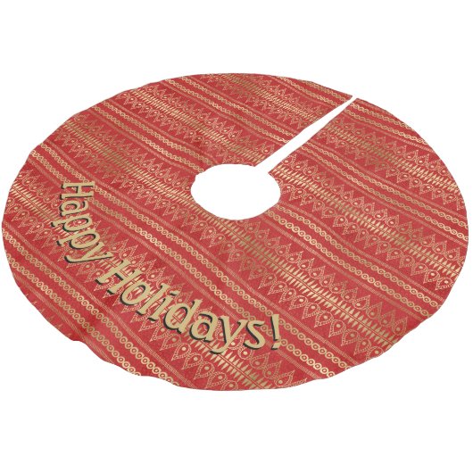 Modern goud rood patroon Voeg persoonlijke bericht Kerstboom Rok (Gekanteld)